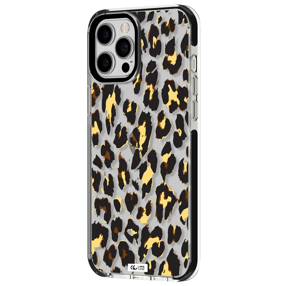Leopard Print Apple iPhone 12 pro max impact black border Case