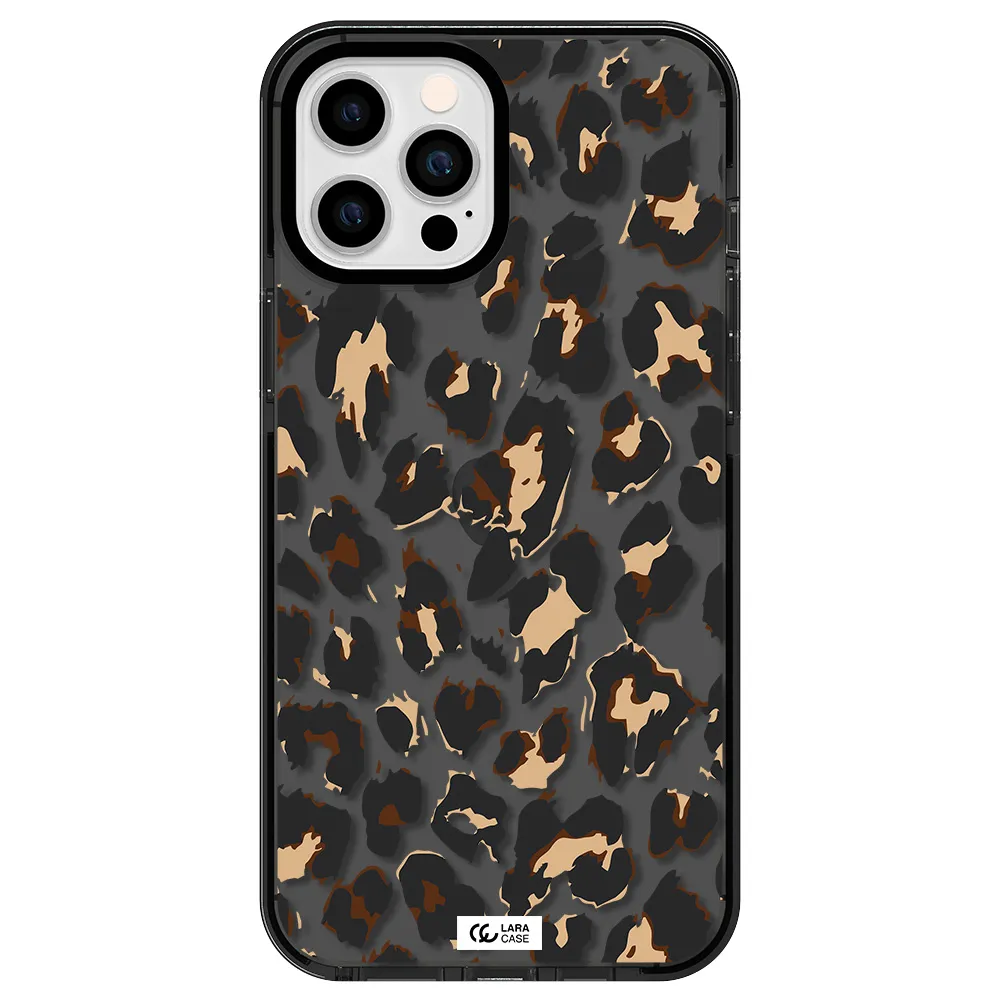Leopard Print Apple iPhone 12 pro max impact Smoke Black Case