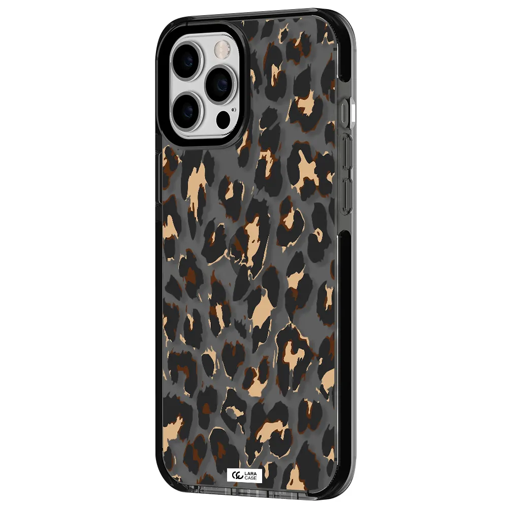 Leopard Print Apple iPhone 12 pro max impact Smoke Black Case
