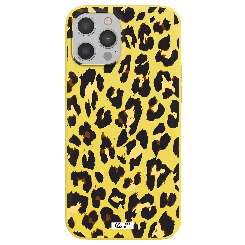 Leopard Print Apple iPhone 12 pro max Silicone canary yellow Case