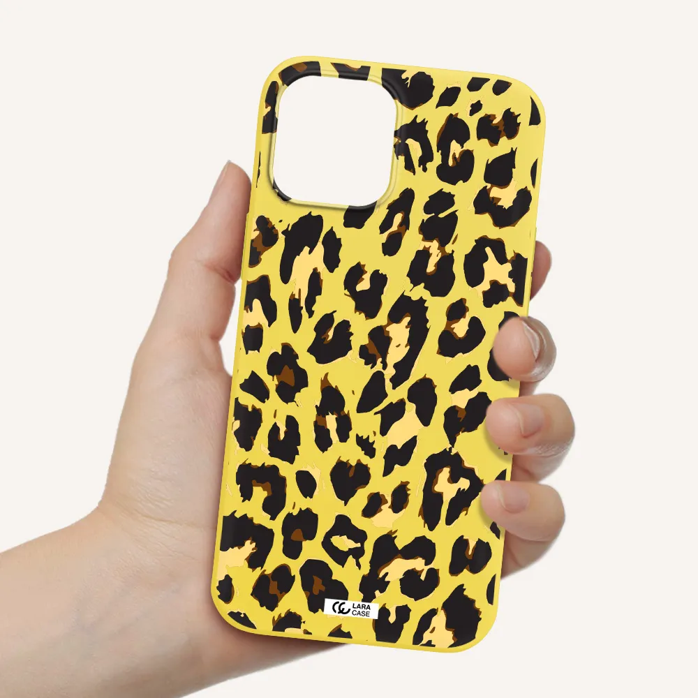 Leopard Print Apple iPhone 12 pro max Silicone canary yellow Case