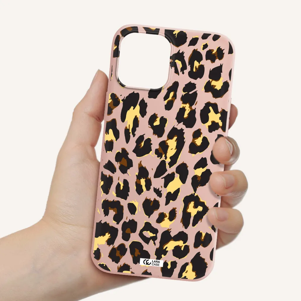 Leopard Print Apple iPhone 12 pro max Silicone pastel pink Case