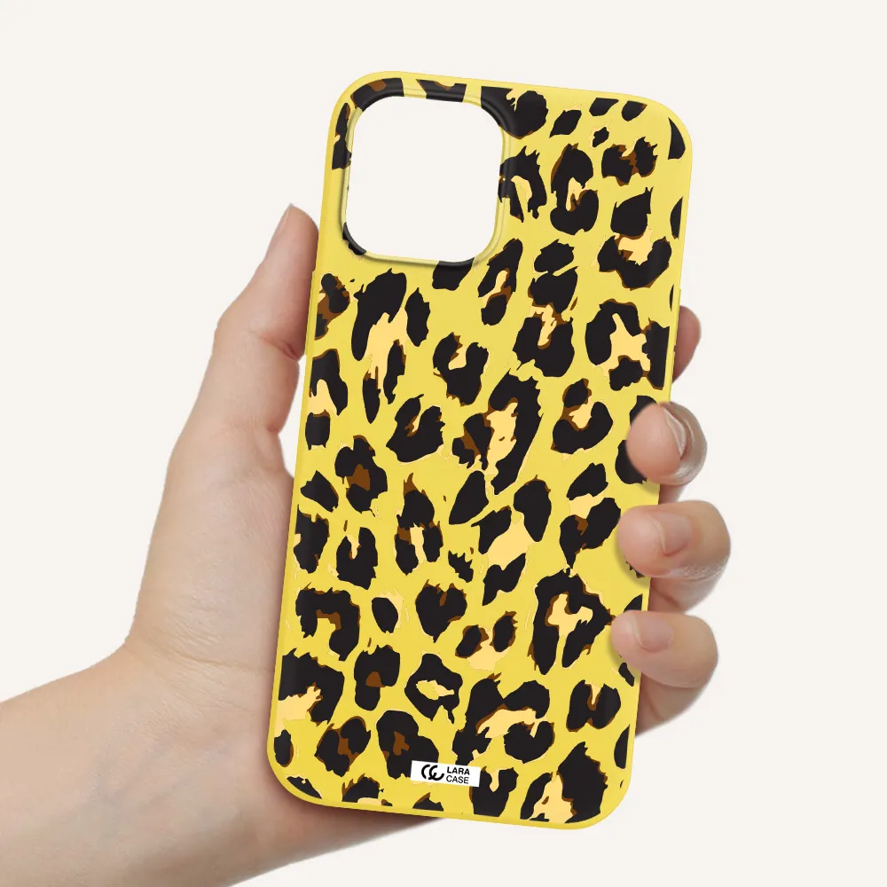 Leopard Print Apple iPhone 12 pro Silicone canary yellow Case