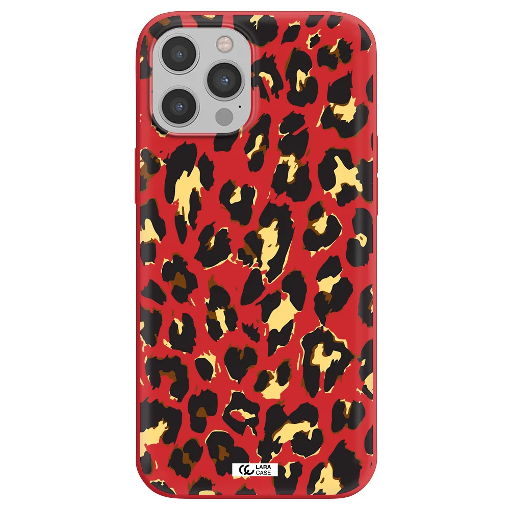 Leopard Print Apple iPhone 12 pro Silicone Imperial Red Case