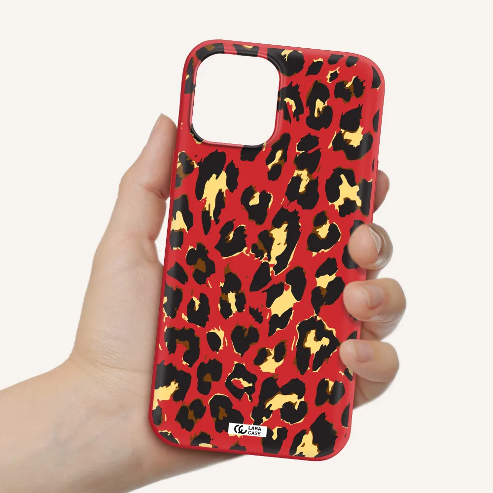 Leopard Print Apple iPhone 12 pro Silicone Imperial Red Case