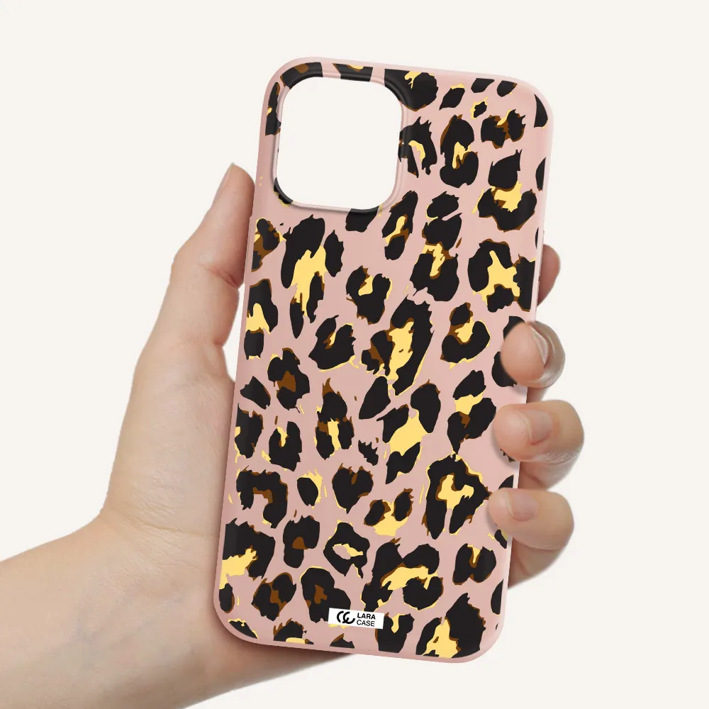 Leopard Print Apple iPhone 12 pro Silicone pastel pink Case