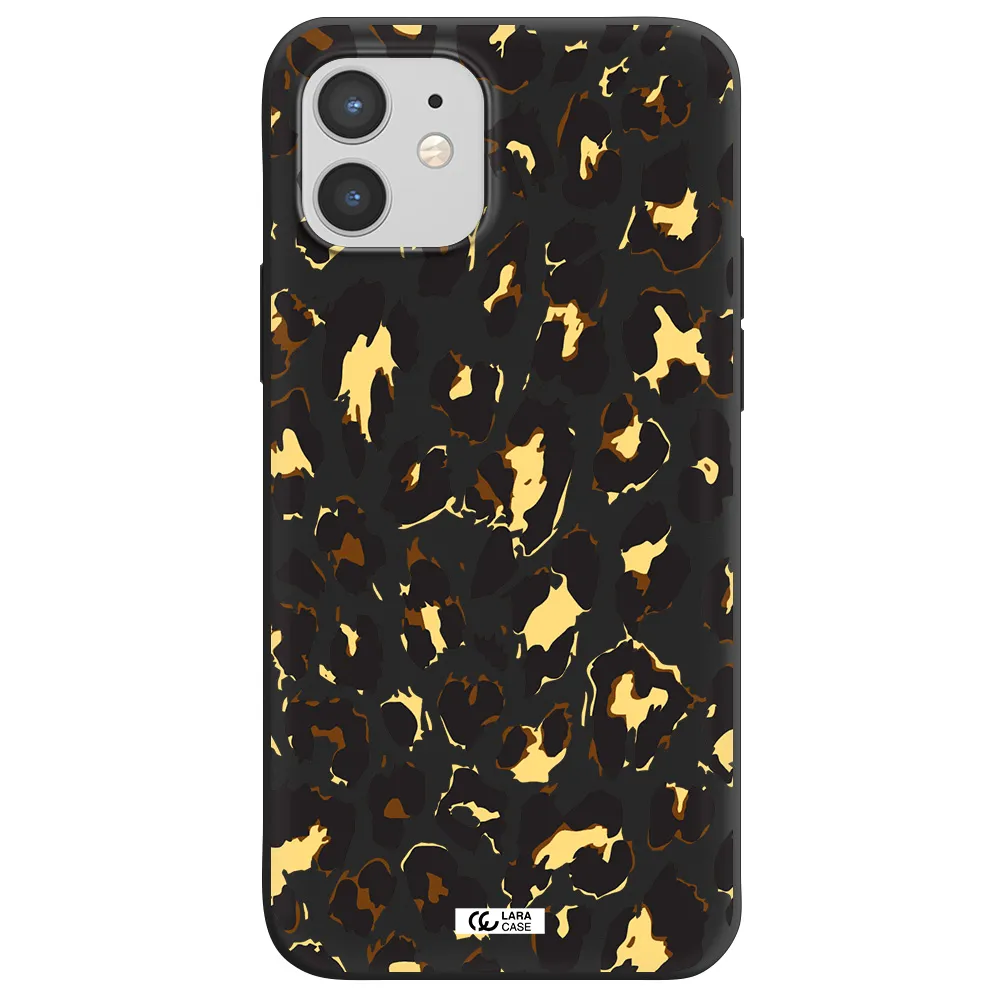 Leopard Print Apple iPhone 12 Silicone black Case