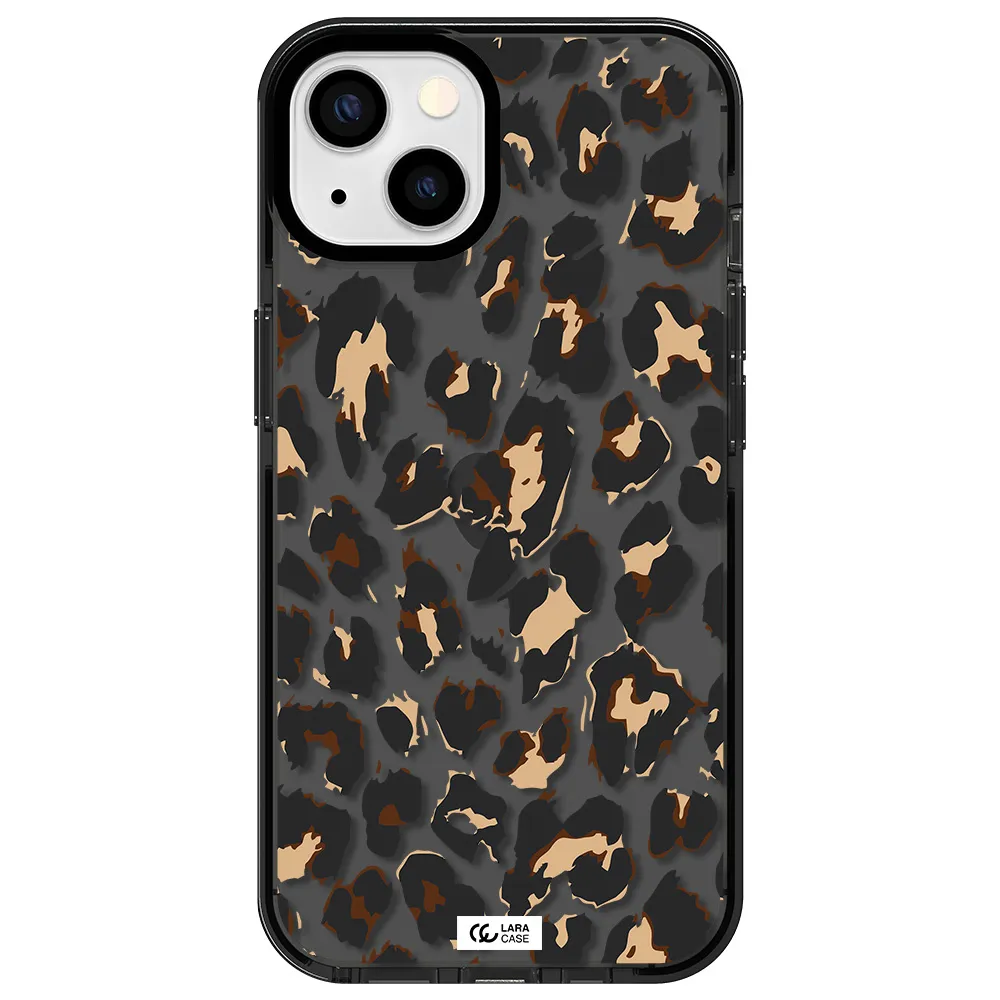 Leopard Print Apple iPhone 13 impact Smoke Black Case