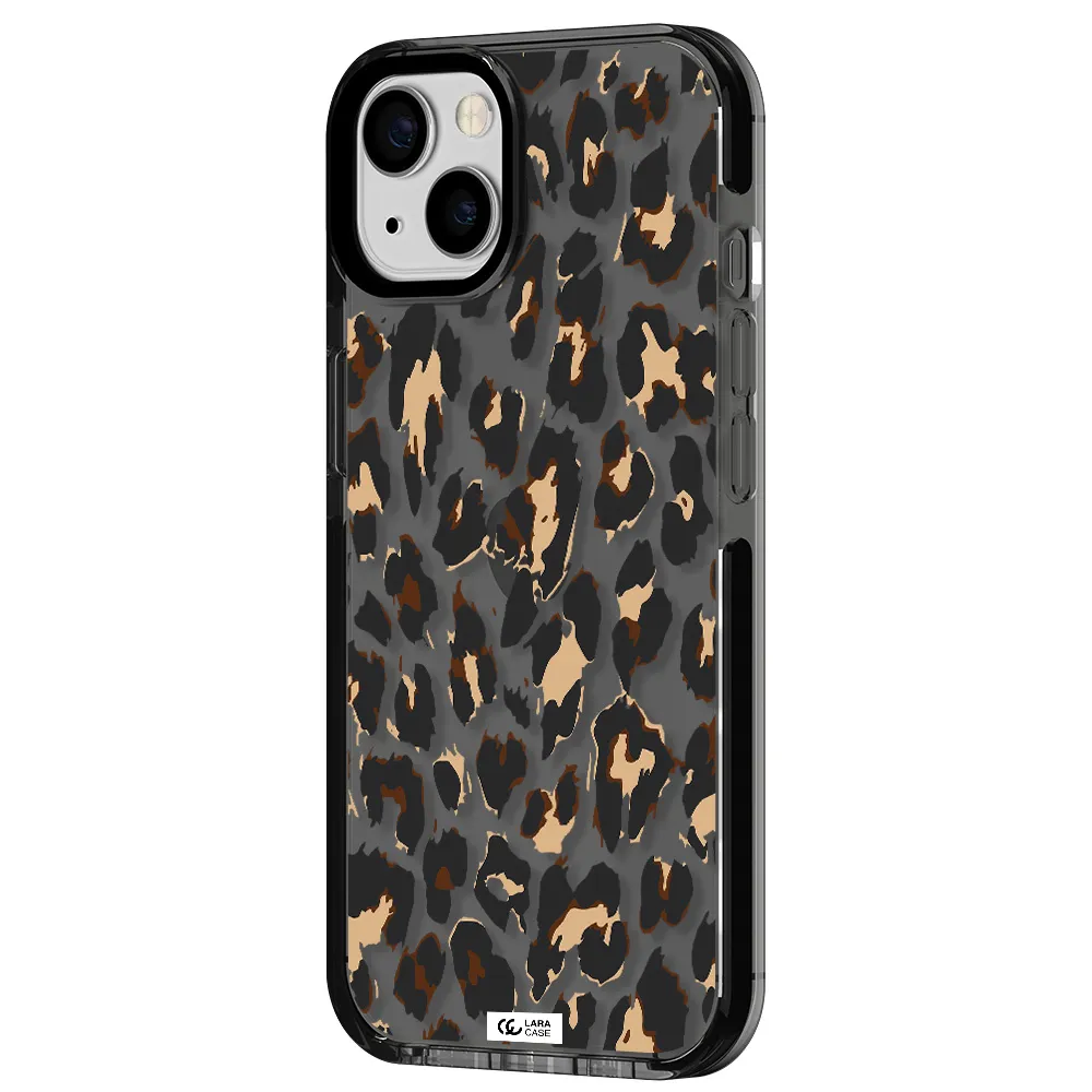 Leopard Print Apple iPhone 13 impact Smoke Black Case