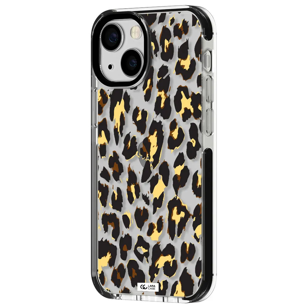 Leopard Print Apple iPhone 13 mini impact black border Case