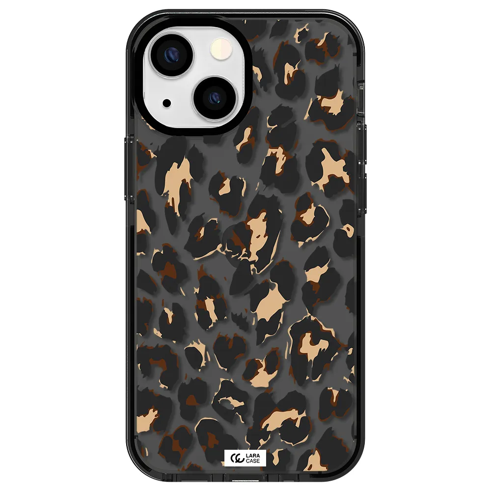 Leopard Print Apple iPhone 13 mini impact Smoke Black Case
