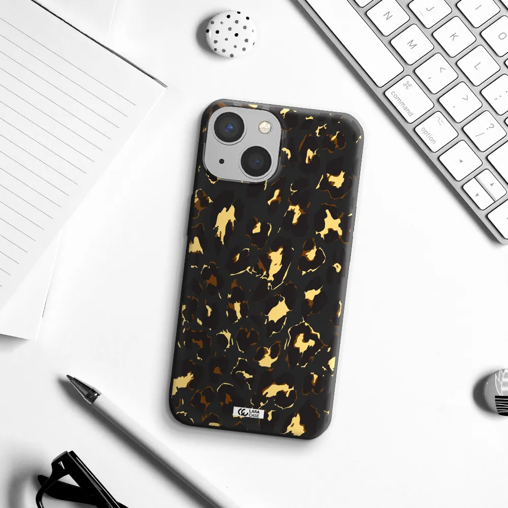 Leopard Print Apple iPhone 13 mini Silicone black Case