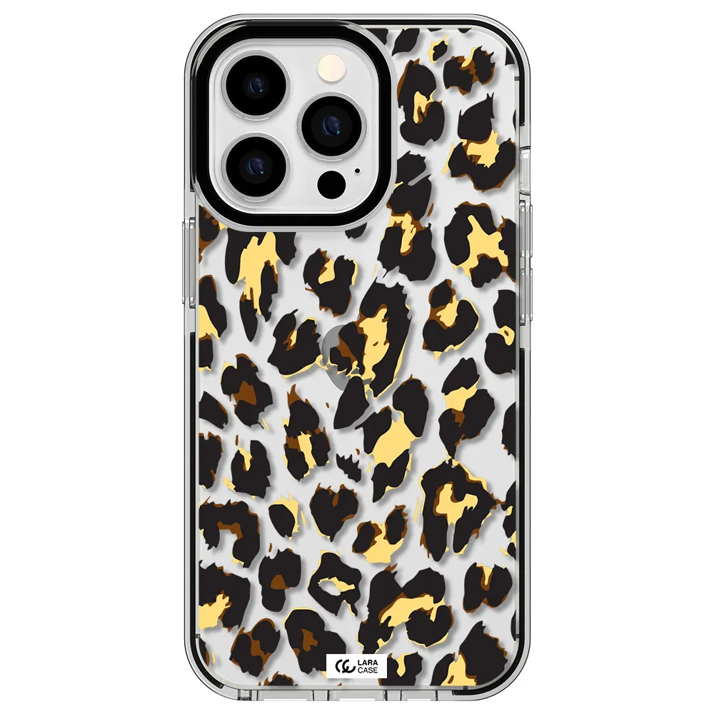 Leopard Print Apple iPhone 13 Pro impact black border Case