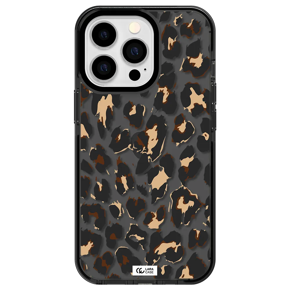 Leopard Print Apple iPhone 13 Pro impact Smoke Black Case