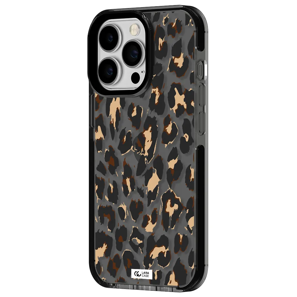 Leopard Print Apple iPhone 13 Pro impact Smoke Black Case