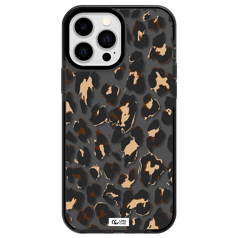 Leopard Print Apple iPhone 13 Pro Max impact Smoke Black Case