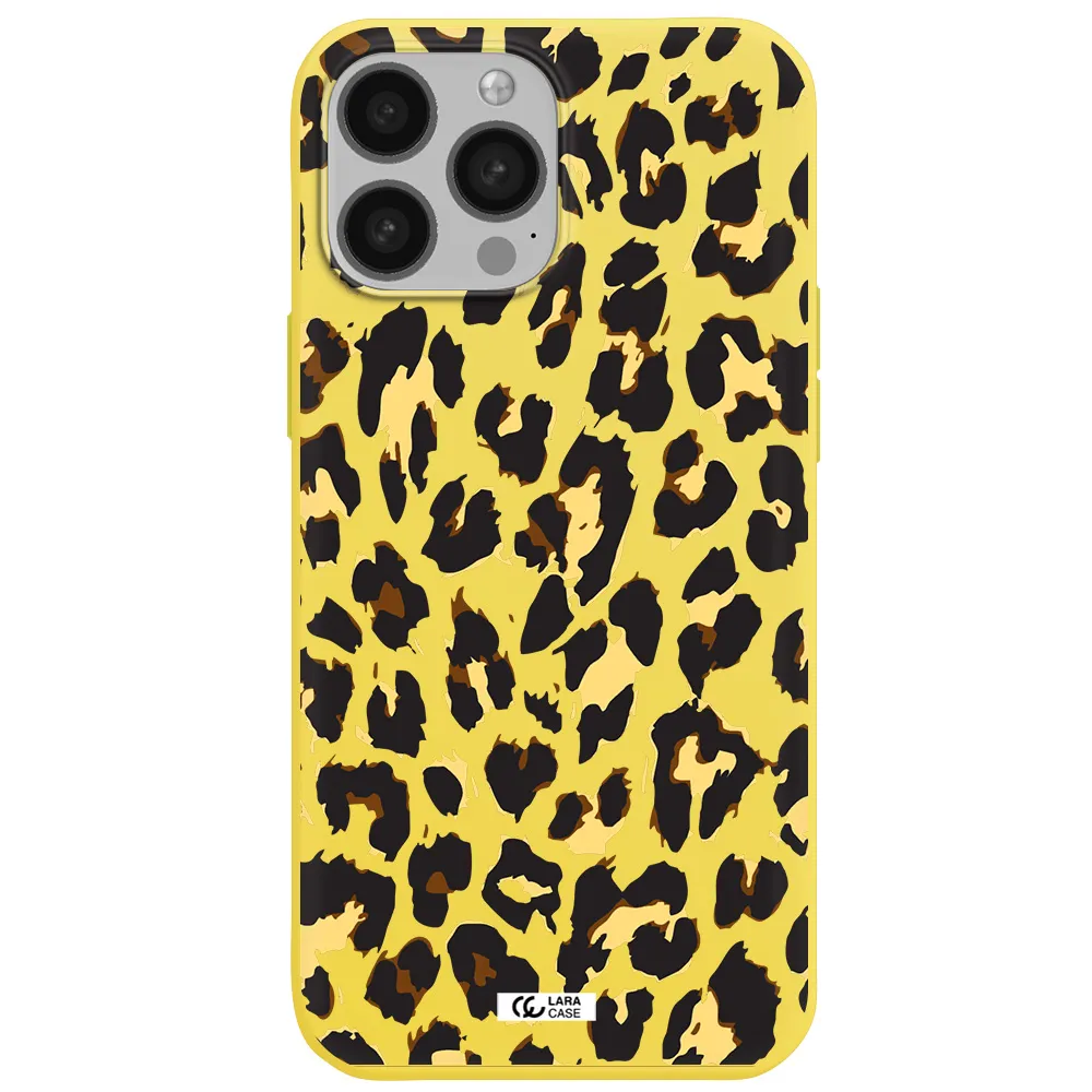 Leopard Print Apple iPhone 13 Pro Max Silicone canary yellow Case