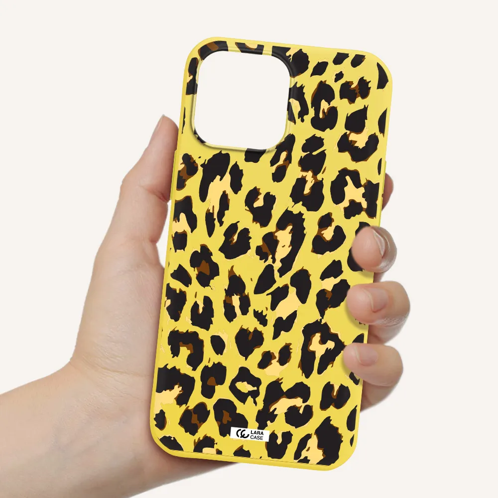 Leopard Print Apple iPhone 13 Pro Max Silicone canary yellow Case