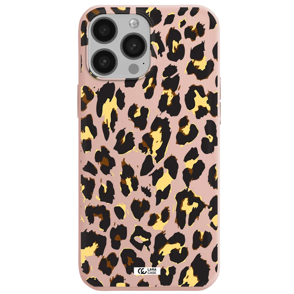 Leopard Print Apple iPhone 13 Pro Max Silicone pastel pink Case