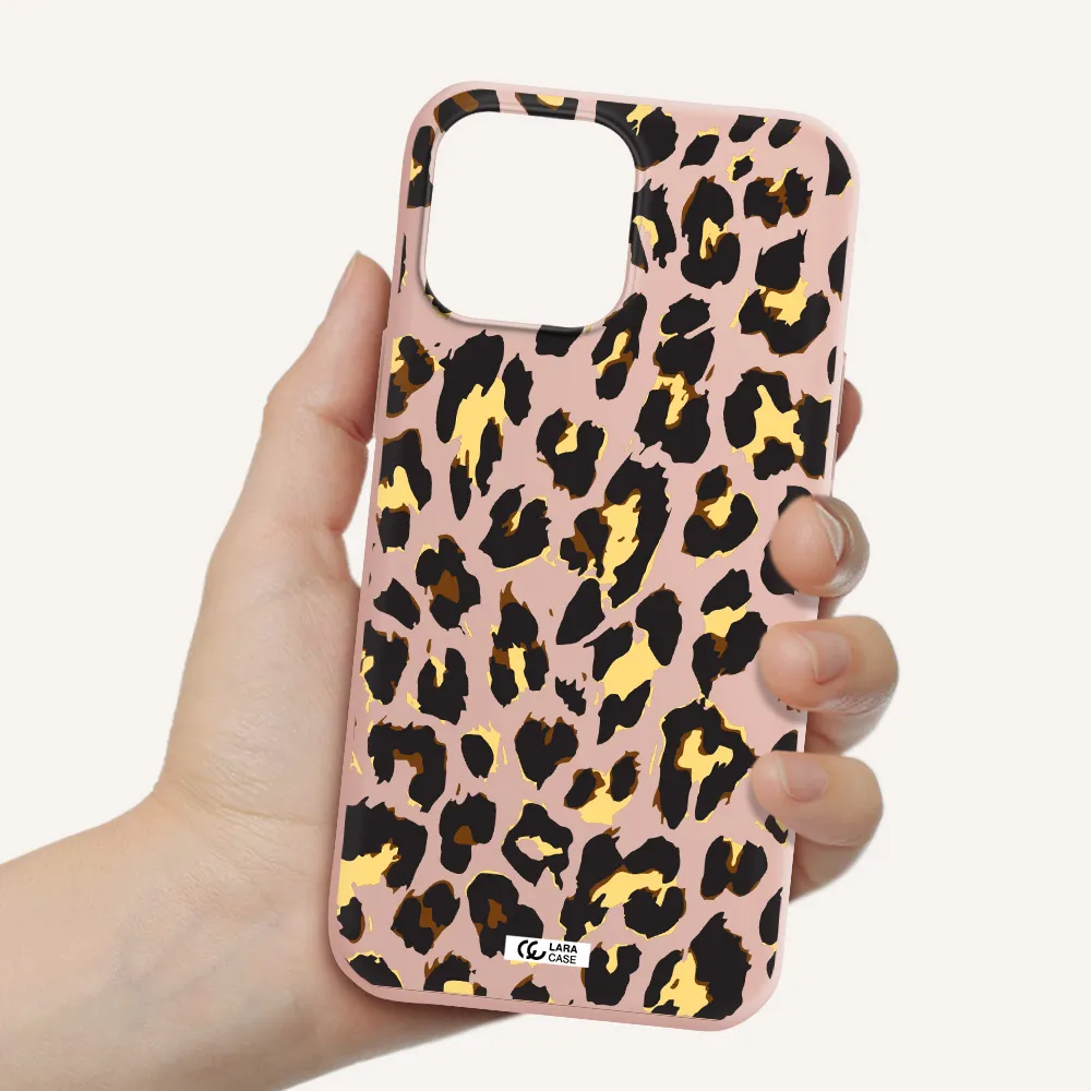 Leopard Print Apple iPhone 13 Pro Max Silicone pastel pink Case