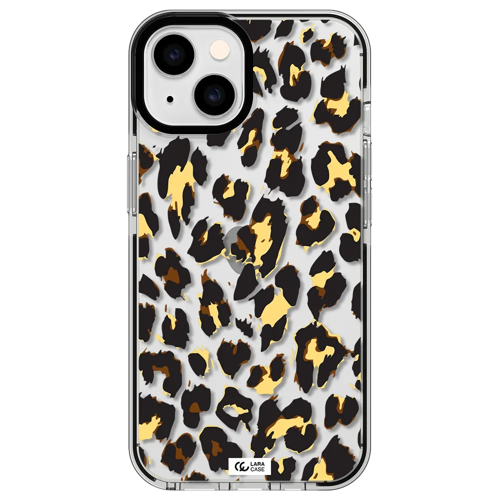 Leopard Print Apple iPhone 14 impact black border Case