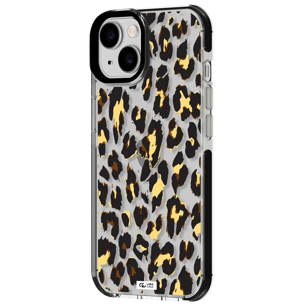 Leopard Print Apple iPhone 14 impact black border Case