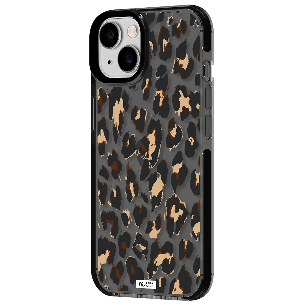 Leopard Print Apple iPhone 14 impact Smoke Black Case