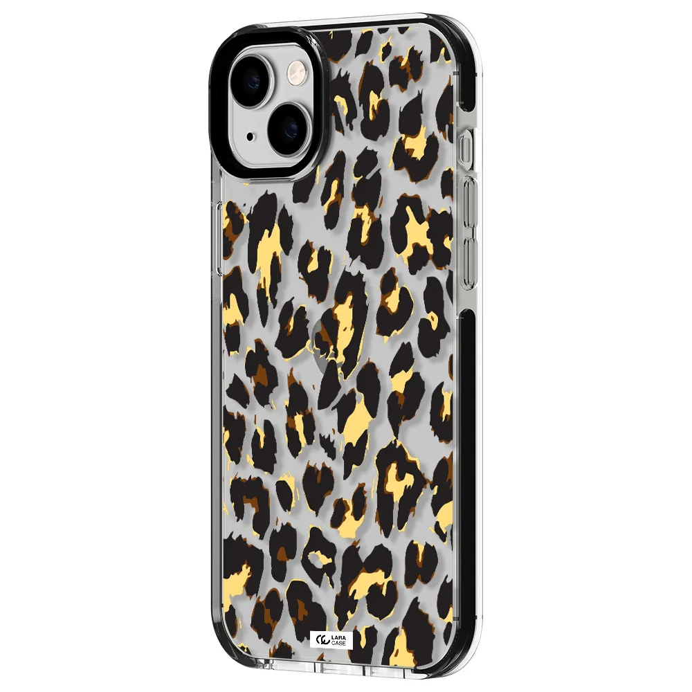 Leopard Print Apple iPhone 14 plus impact black border Case