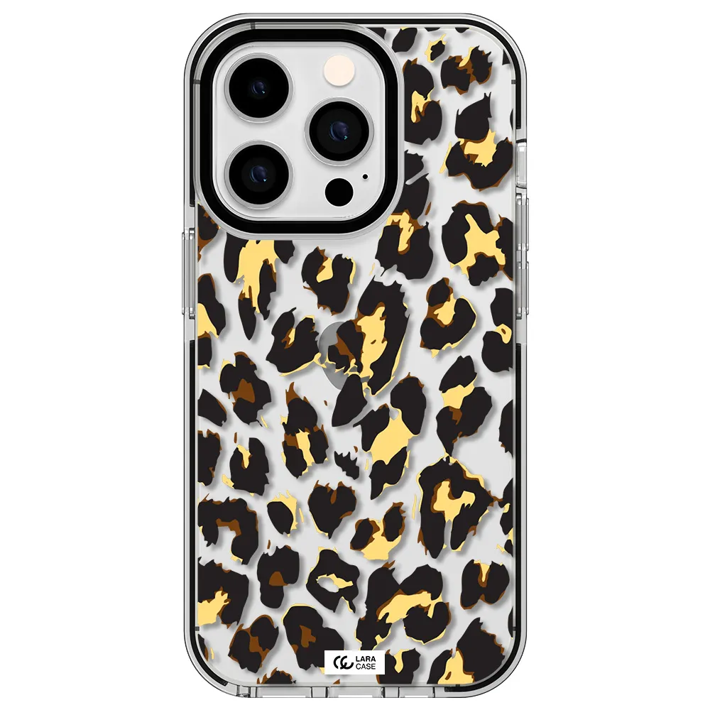 Leopard Print Apple iPhone 14 pro impact black border Case