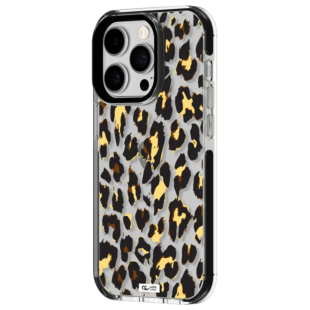 Leopard Print Apple iPhone 14 pro impact black border Case