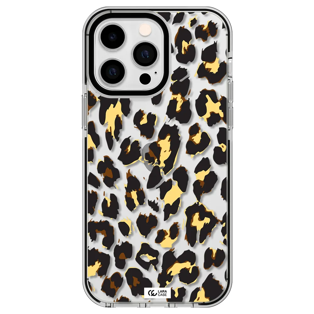 Leopard Print Apple iPhone 14 pro max impact black border Case