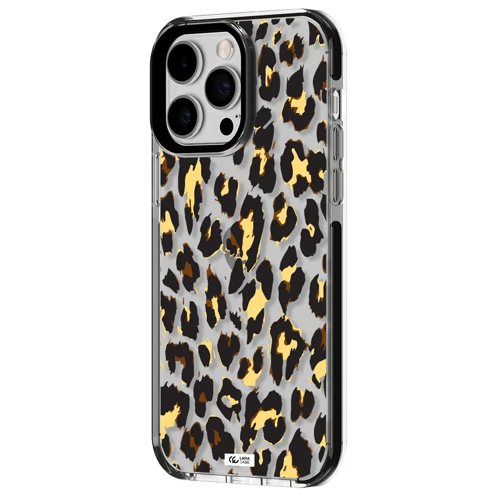 Leopard Print Apple iPhone 14 pro max impact black border Case