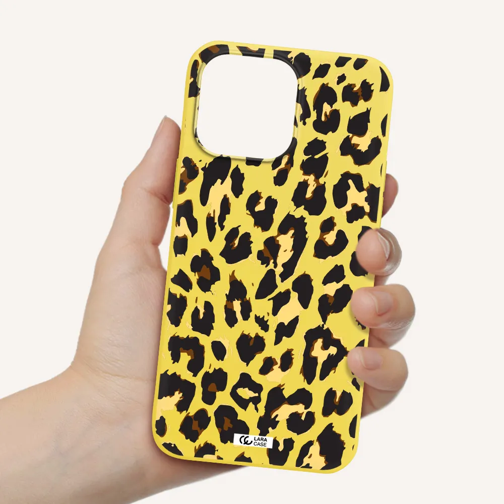 Leopard Print Apple iPhone 14 pro max Silicone canary yellow Case