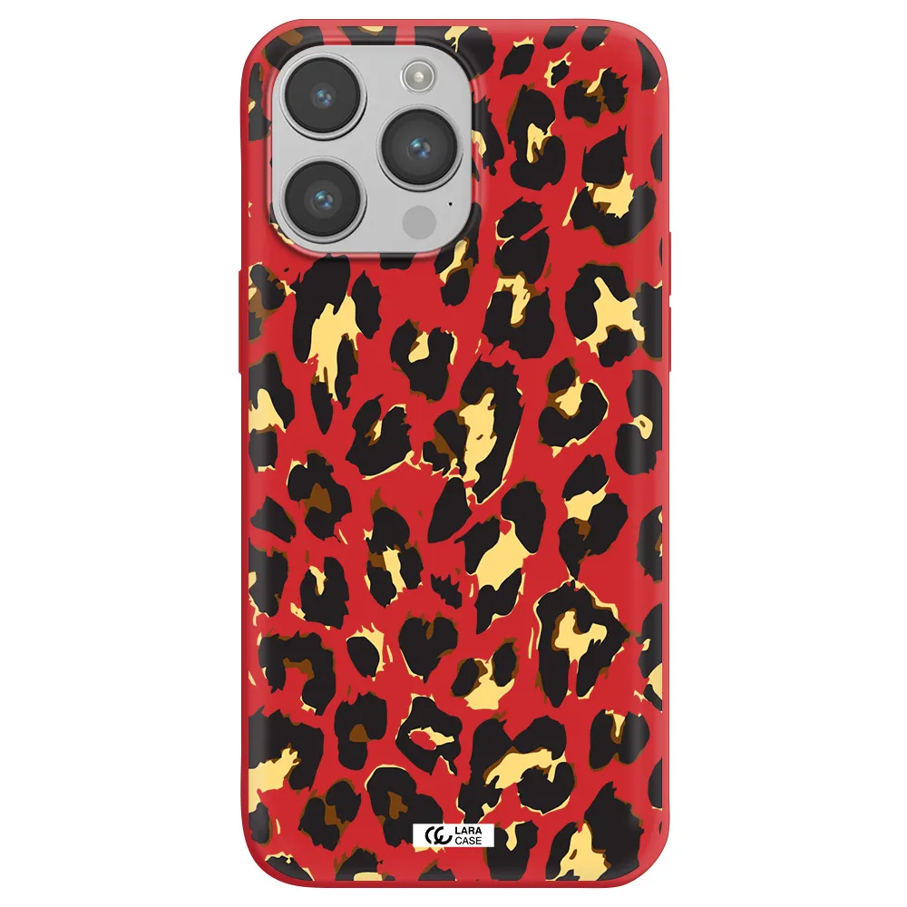 Leopard Print Apple iPhone 14 pro max Silicone Imperial Red Case