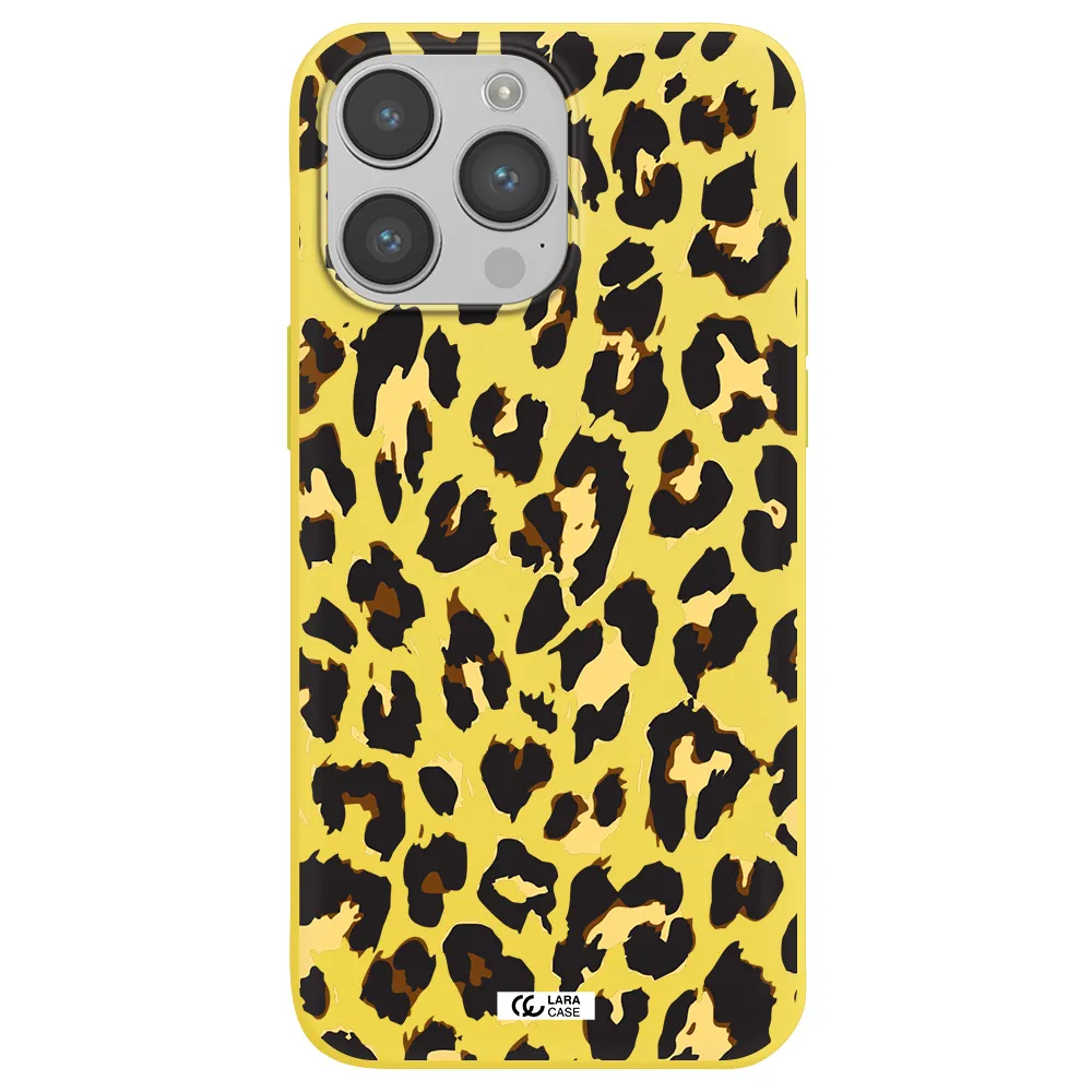 Leopard Print Apple iPhone 14 pro Silicone canary yellow Case