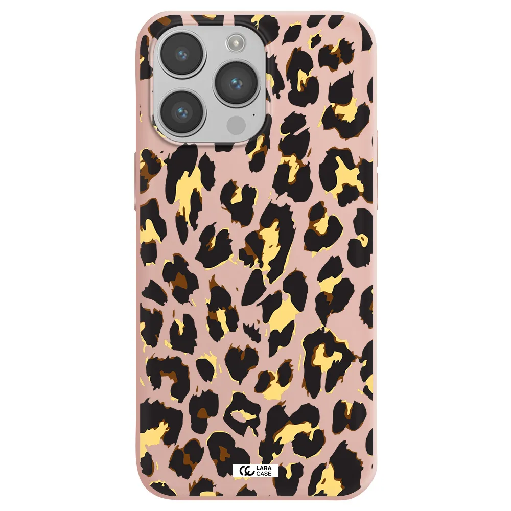 Leopard Print Apple iPhone 14 pro Silicone pastel pink Case