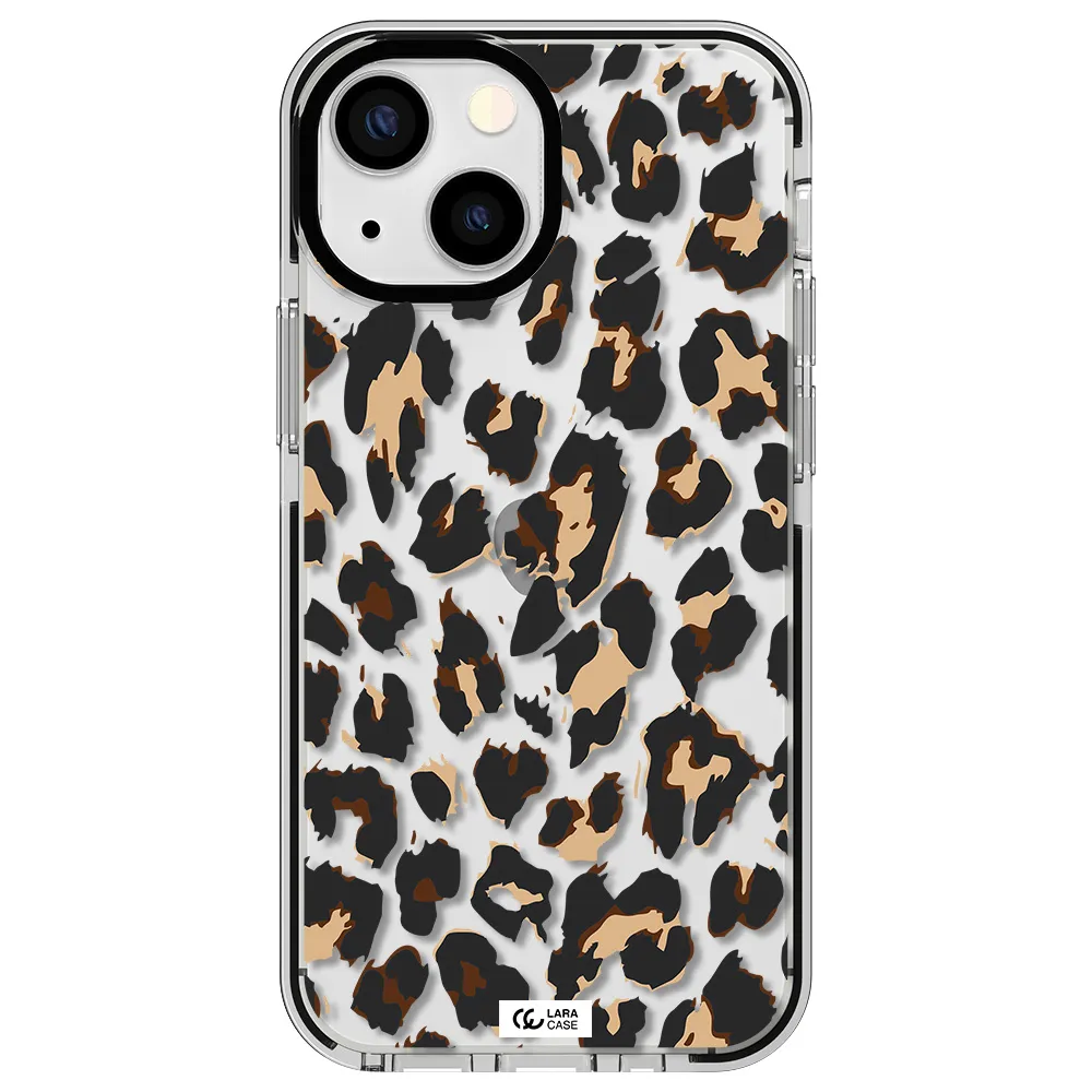 Leopard Print Apple iPhone 15 impact black border Case