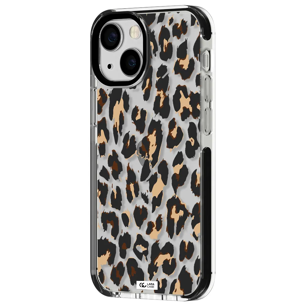 Leopard Print Apple iPhone 15 impact black border Case
