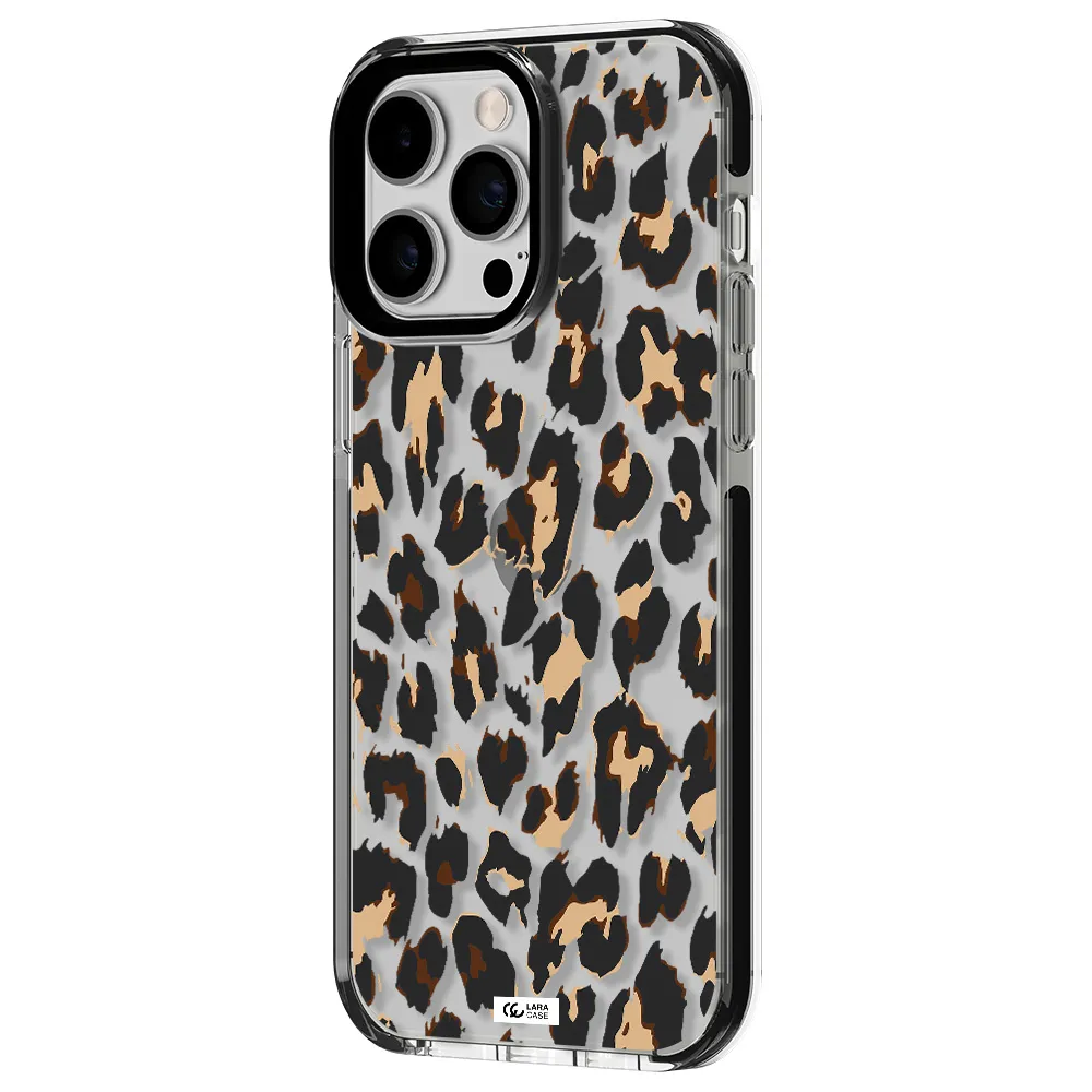 Leopard Print Apple iPhone 15 Pro impact black border Case