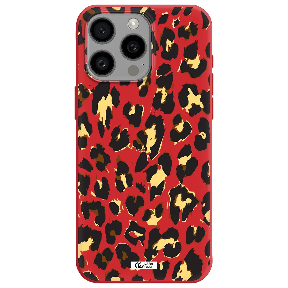 Leopard Print Apple Iphone 15 Pro Max Silicone Imperial Red Case