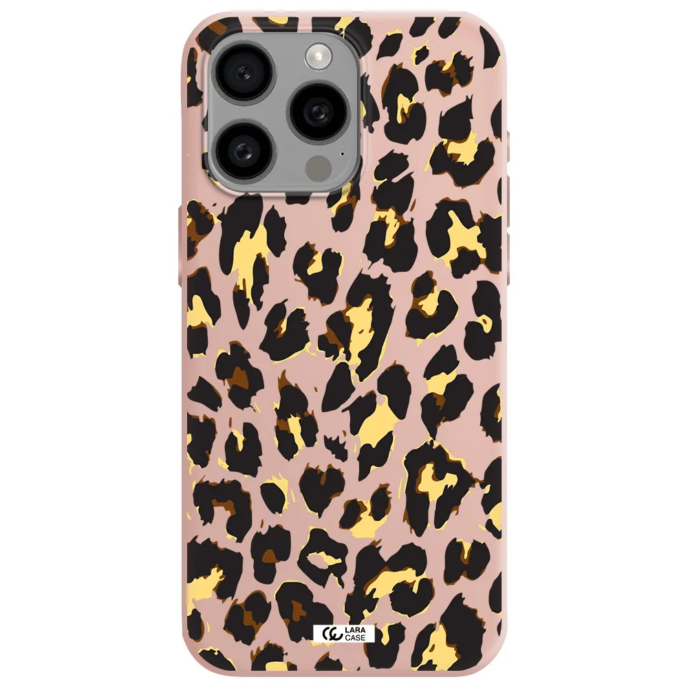 Leopard Print Apple Iphone 15 Pro max Silicone pastel pink Case
