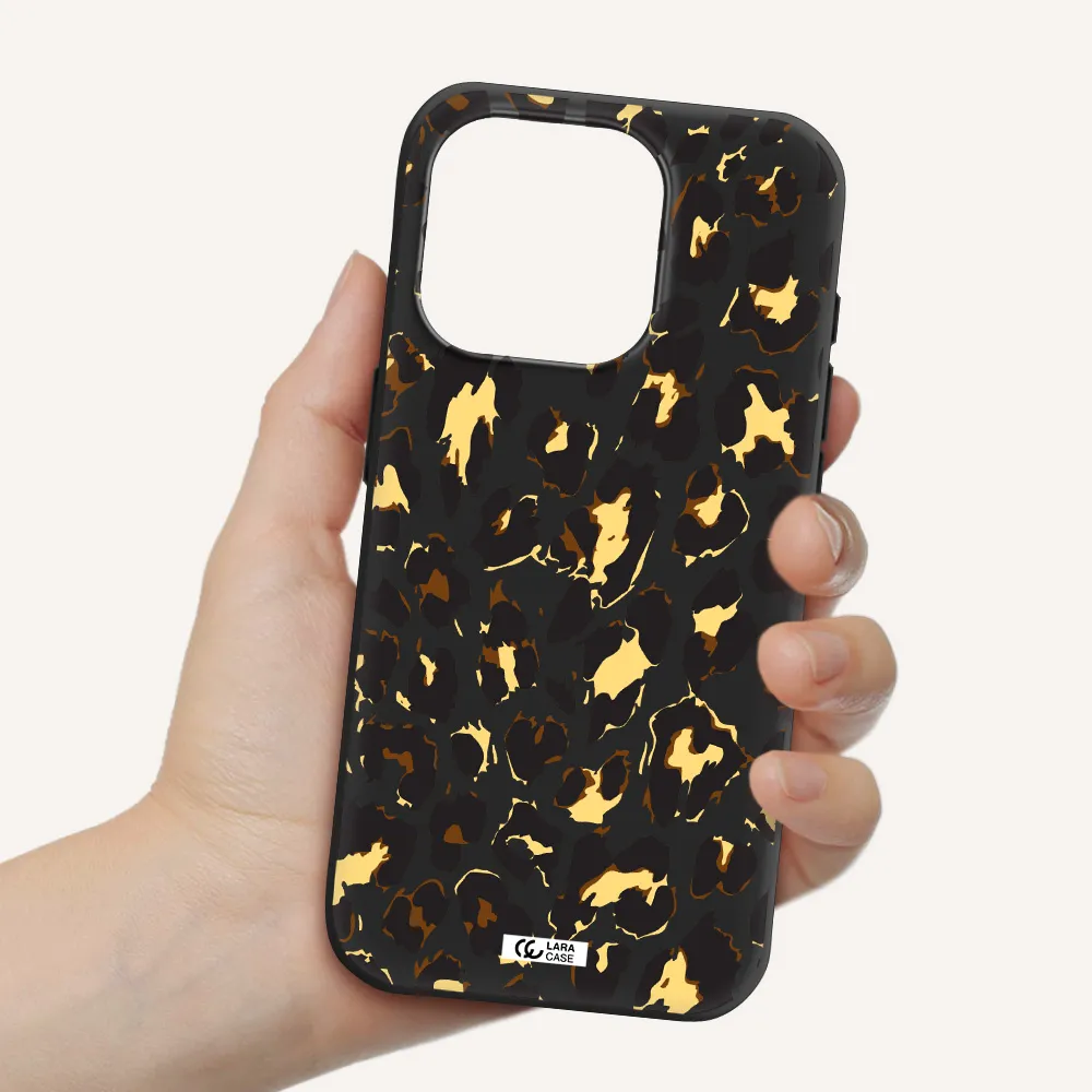 Leopard Print Apple Iphone 15 Pro Silicone Black Case
