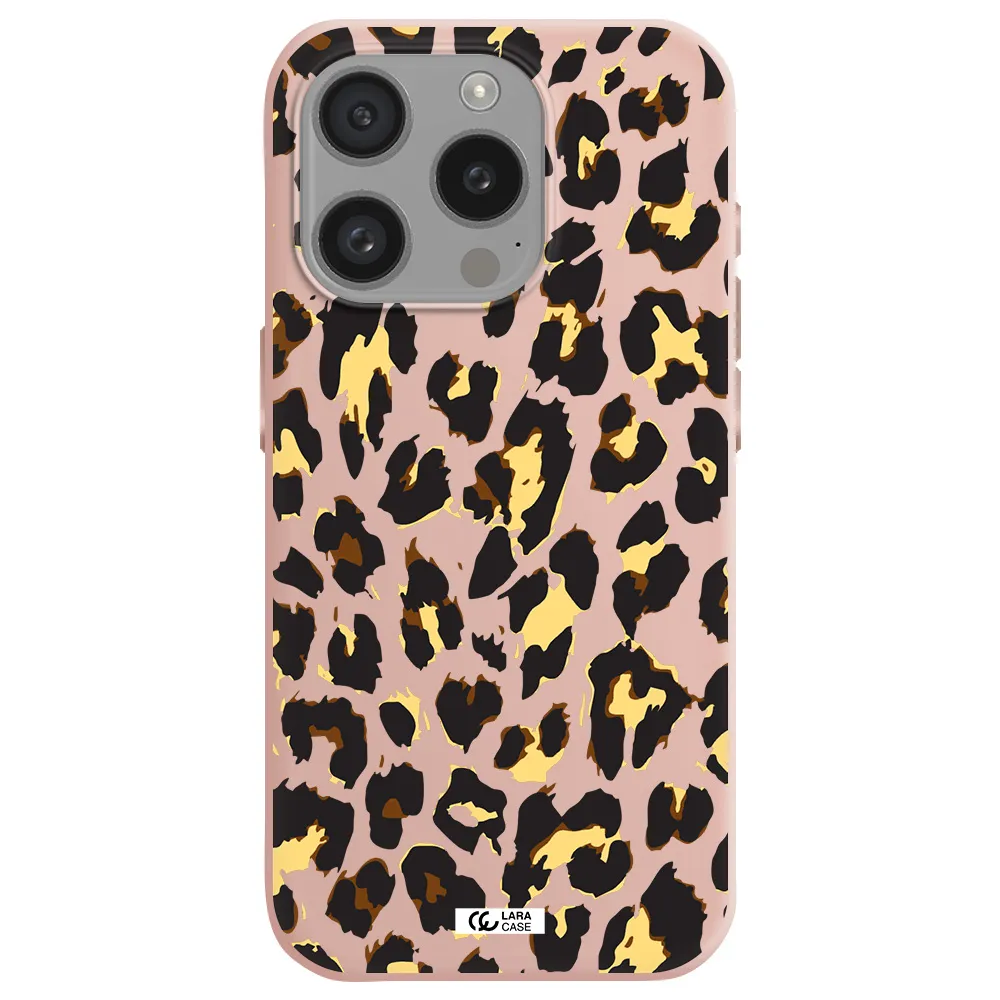 Leopard Print Apple Iphone 15 Pro Silicone Pastel Pink Case