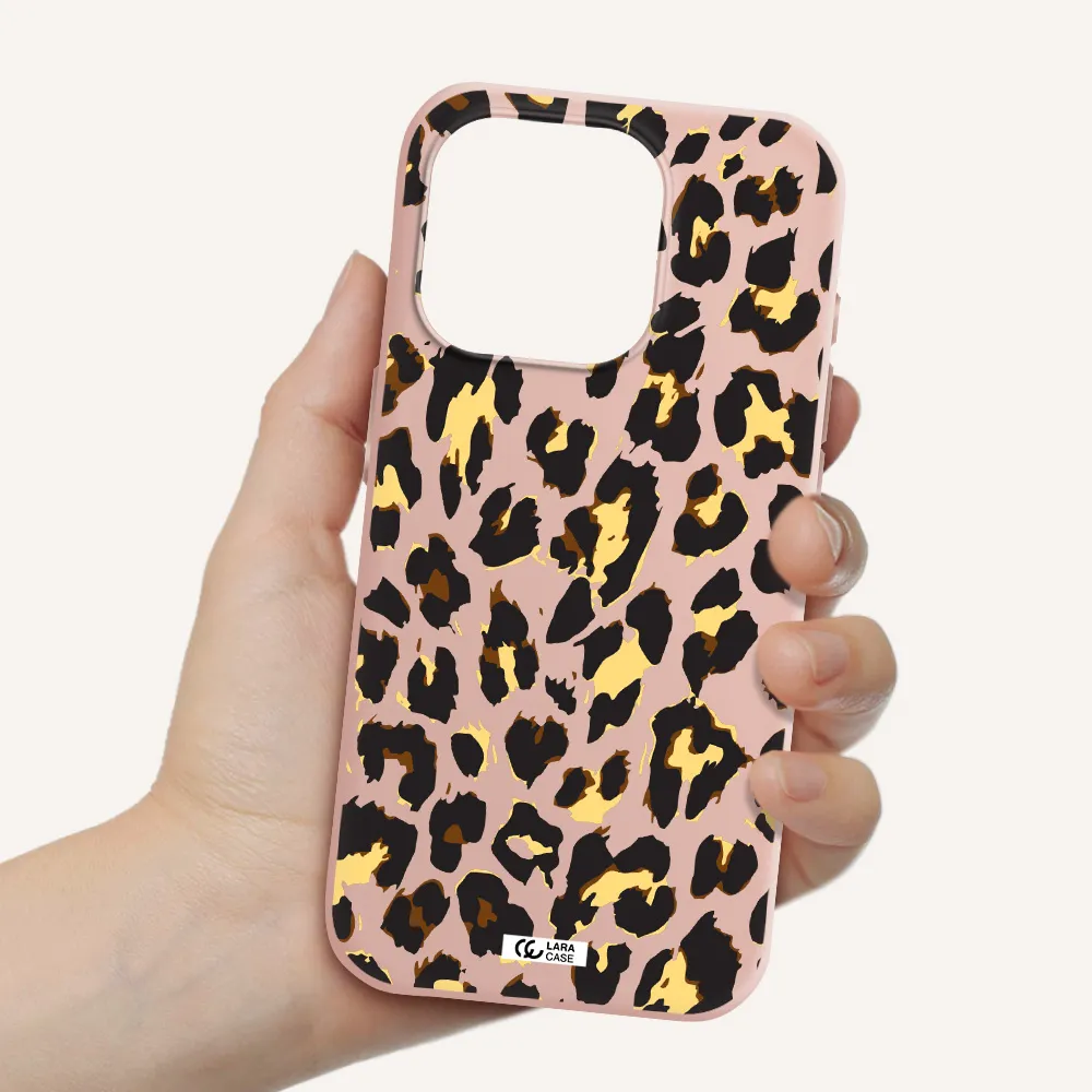 Leopard Print Apple Iphone 15 Pro Silicone Pastel Pink Case