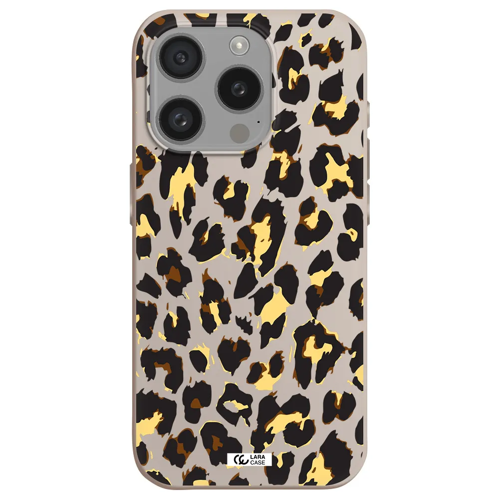 Leopard Print Apple Iphone 15 Pro Silicone Stone Case