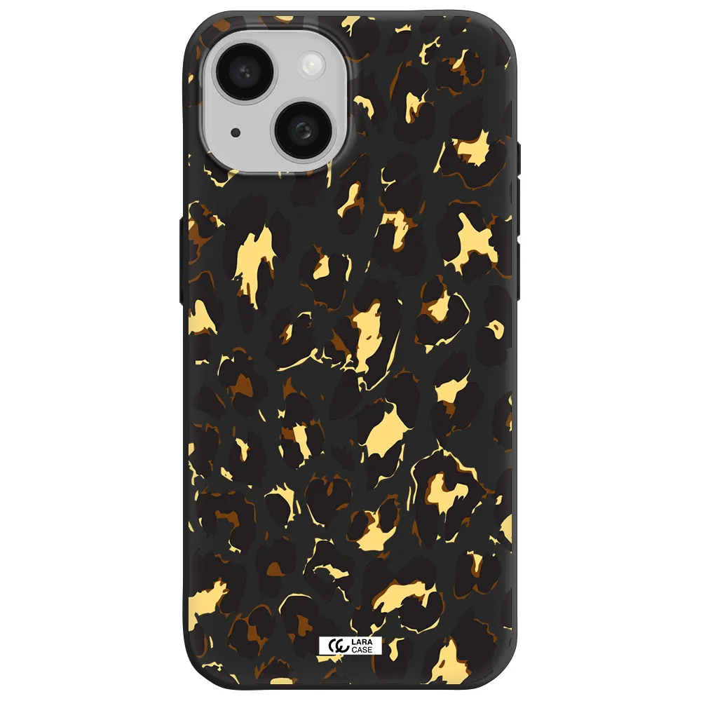 Leopard Print Apple iPhone 15 Silicone black Case