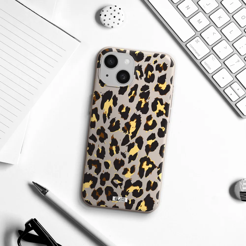 Leopard Print Apple iPhone 15 Silicone Stone Case