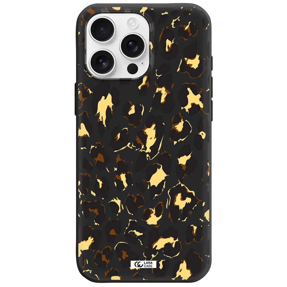 Leopard Print Apple Iphone 16 Pro Max Silicone Black Case