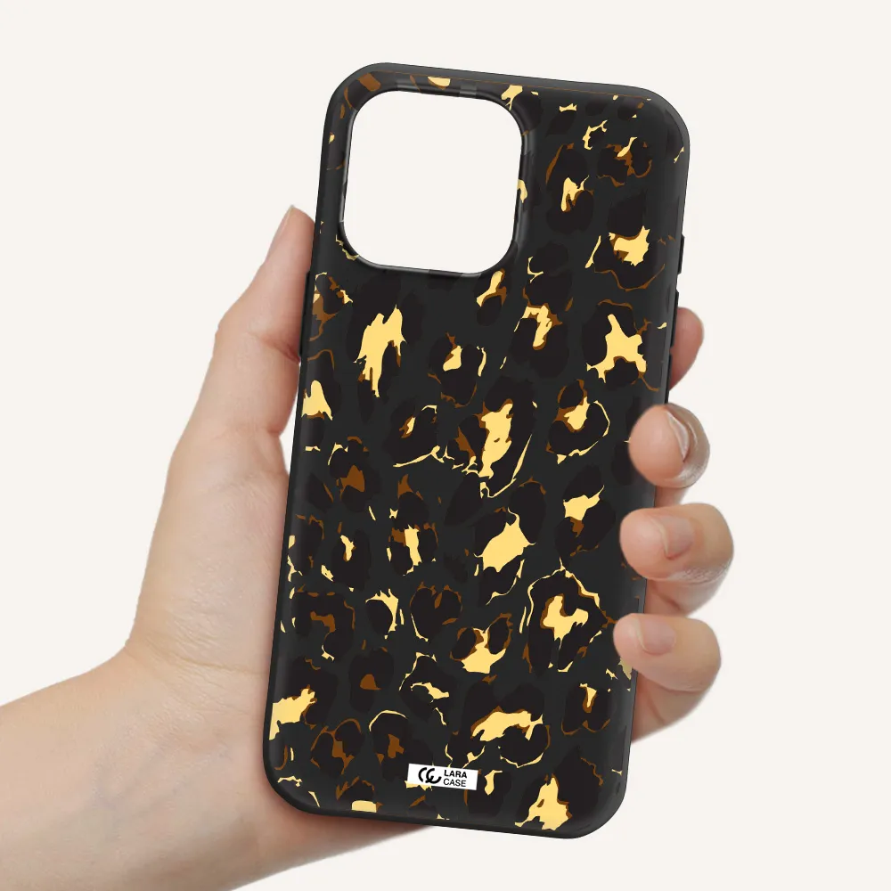Leopard Print Apple Iphone 16 Pro Max Silicone Black Case