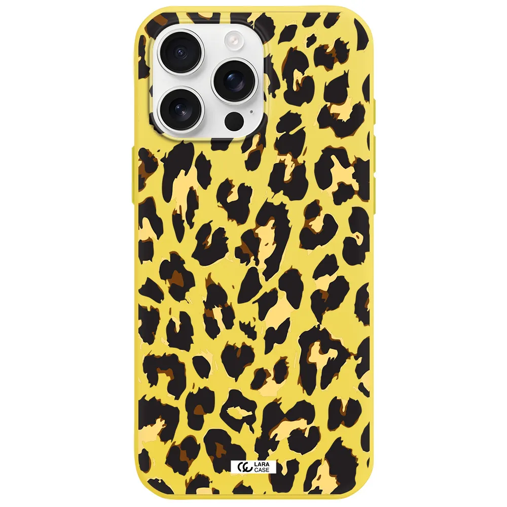 Leopard Print Apple Iphone 16 Pro Max Silicone Canary Yellow Case